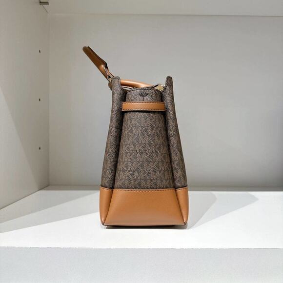 Michael Kors 35S3G6RS3B Reed Large Logo Belted Satchel IN BROWN - Picture 4 of 6